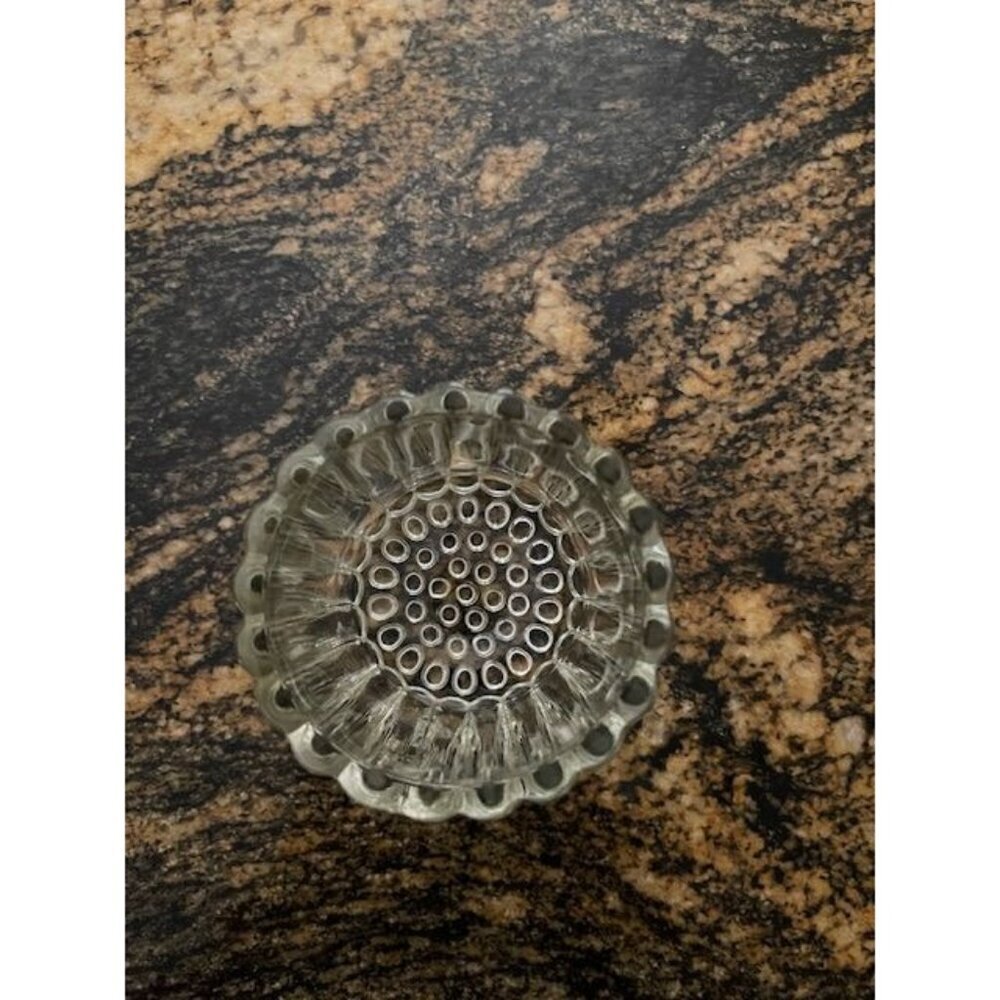 Vintage Striped Pressed Glass Sugar Pot Primitive Design Hobnail Bottom Tea Part